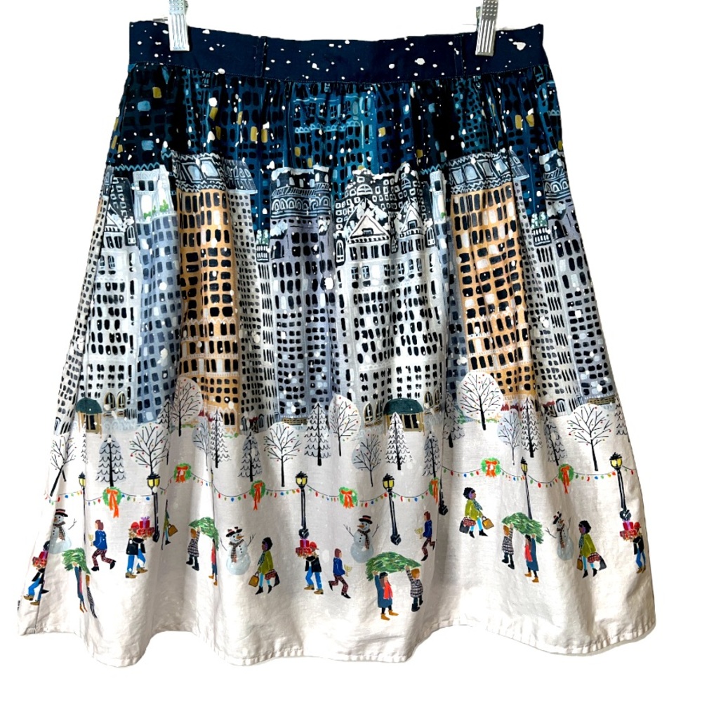 MODCLOTH | Winter Scene Cotton Skirt | Size Large
